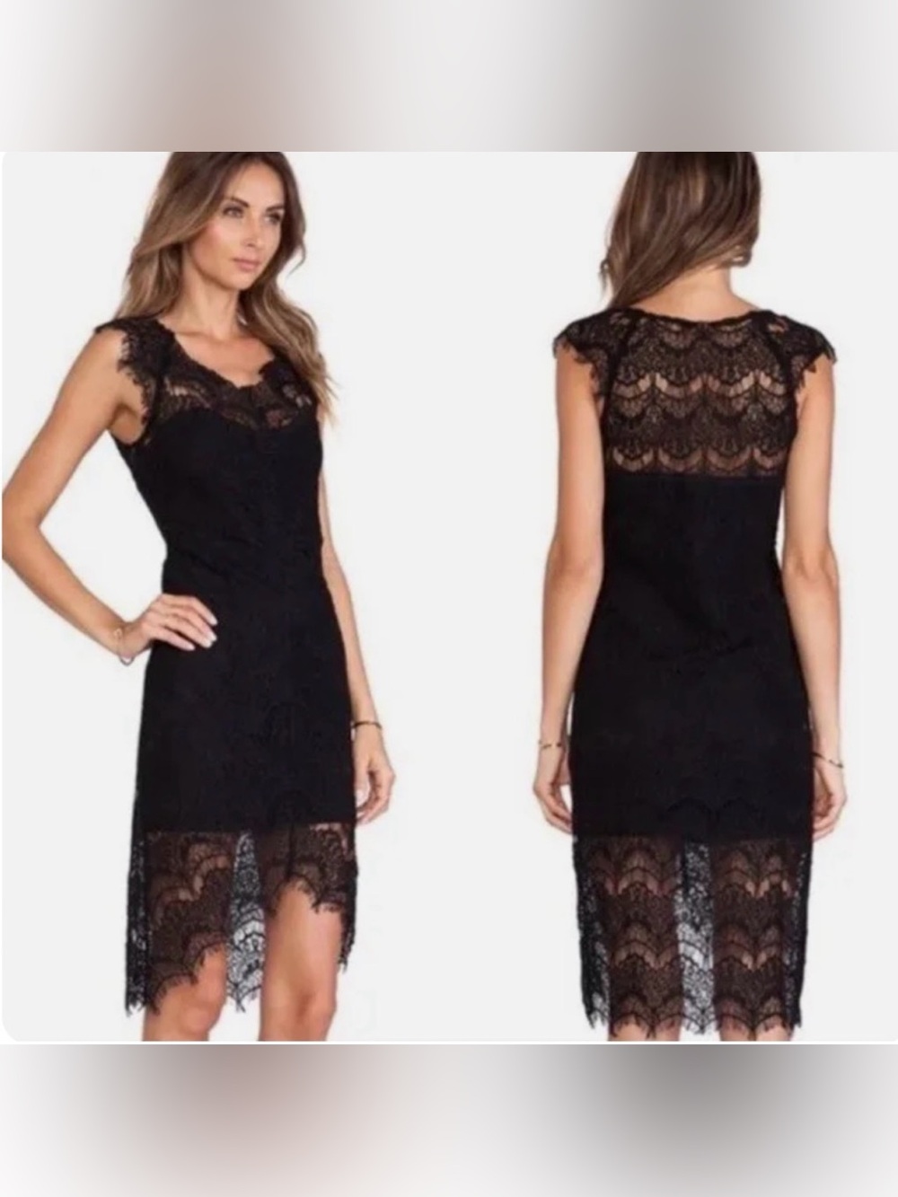 Free People Intimately Black Peek-A-Boo Slip Lace Hi-Low Dress Women’s Size S